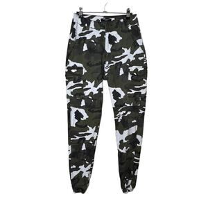 American Bazi High Waist Camo Cargo Joggers Green Brown Womens Size Medium